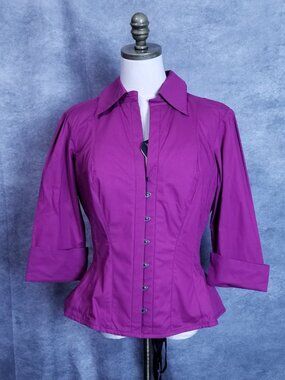 NWT Corset Story Magenta Shirt Size 34" Laced Back 3/4 Sleeve Gothic Regency